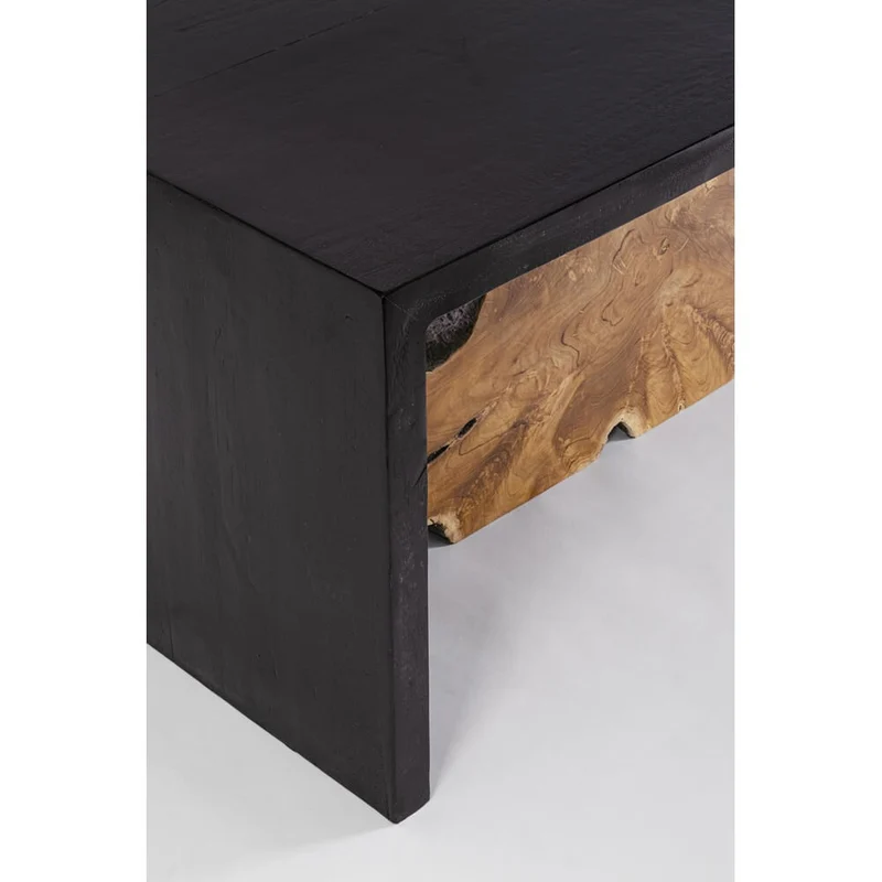Tavolino da Salotto in Radici di Teak e Legno Suar Nero - MIA