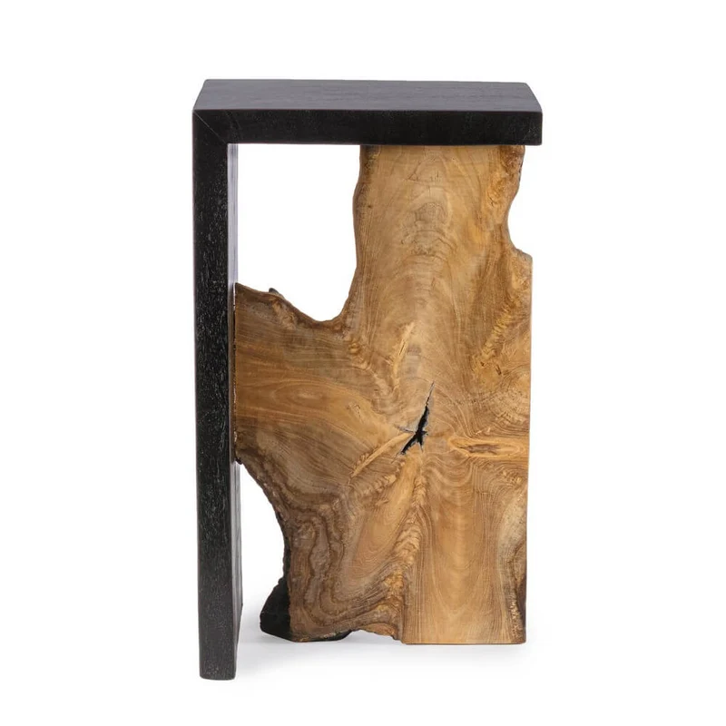 Tavolino Alto in Legno Teak e Suar con Finitura Naturale - MIA