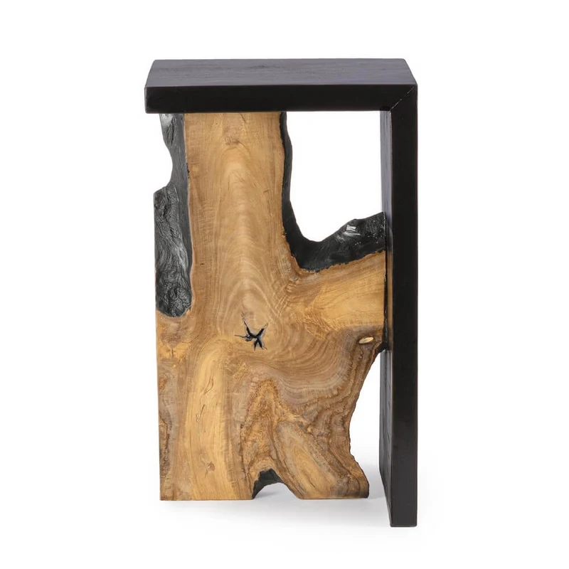 Tavolino Alto in Legno Teak e Suar con Finitura Naturale - MIA