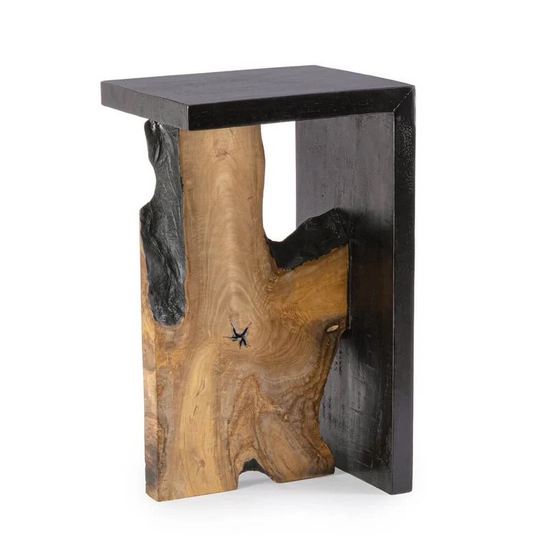 Tavolino Alto in Legno Teak e Suar con Finitura Naturale - MIA