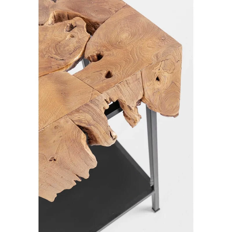 Consolle in Radica di Teak Naturale con Base in Acciaio - MONTEGO