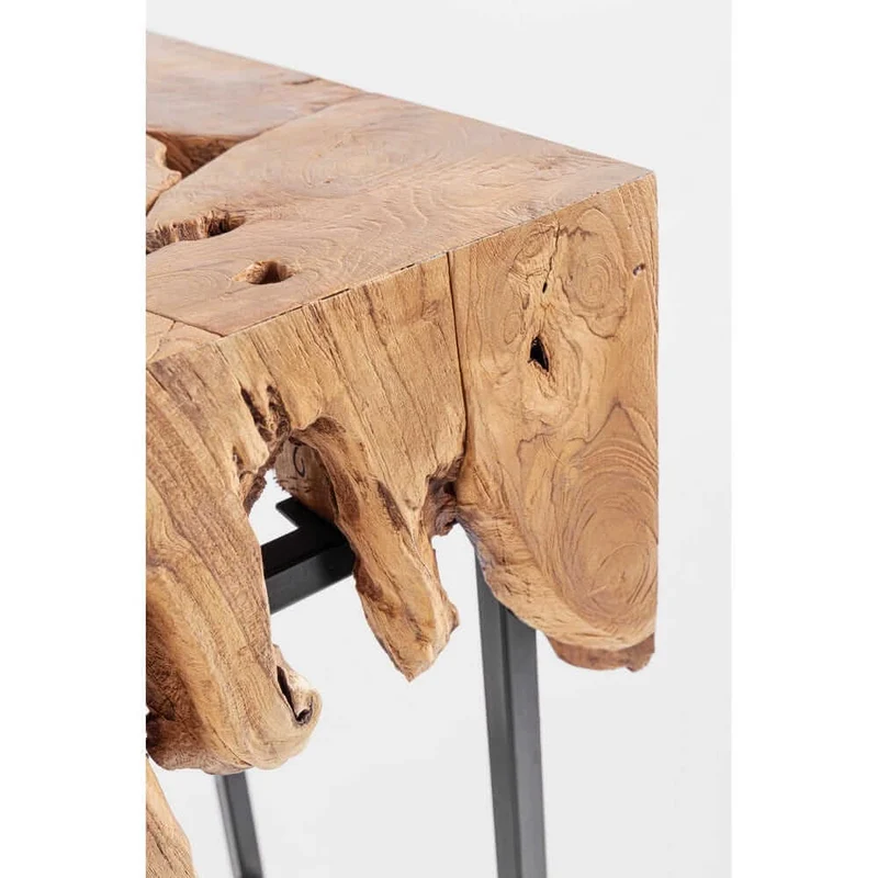 Consolle in Radica di Teak Naturale con Base in Acciaio - MONTEGO