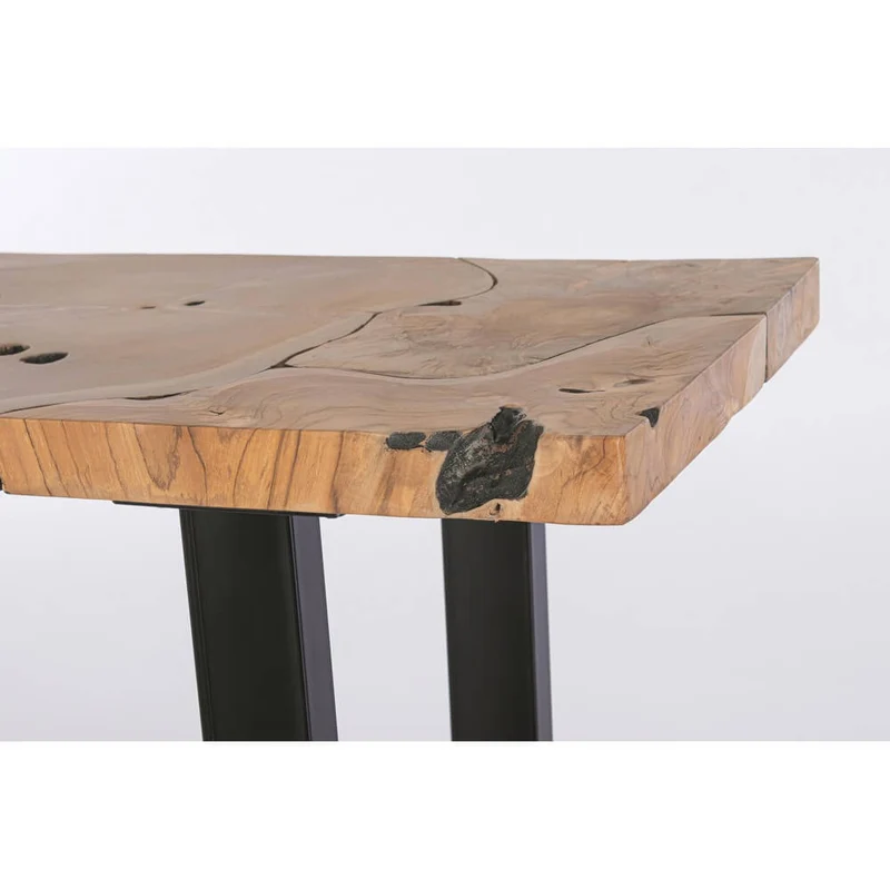 Consolle in Radica di Teak e Acciaio Verniciato 120x40 cm - MIRANDA