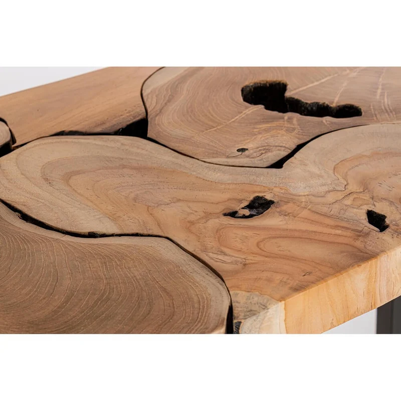 Consolle in Radica di Teak e Acciaio Verniciato 120x40 cm - MIRANDA