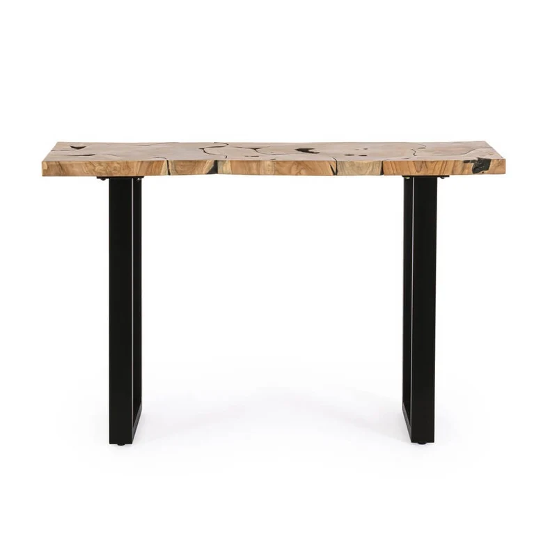 Consolle in Radica di Teak e Acciaio Verniciato 120x40 cm - MIRANDA