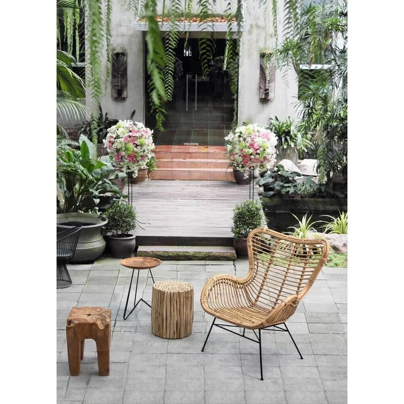 Set di 4 Poltrone in Rattan con Gambe in Acciaio Stile Boho - TATIANA