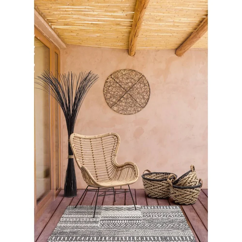 Set di 4 Poltrone in Rattan con Gambe in Acciaio Stile Boho - TATIANA