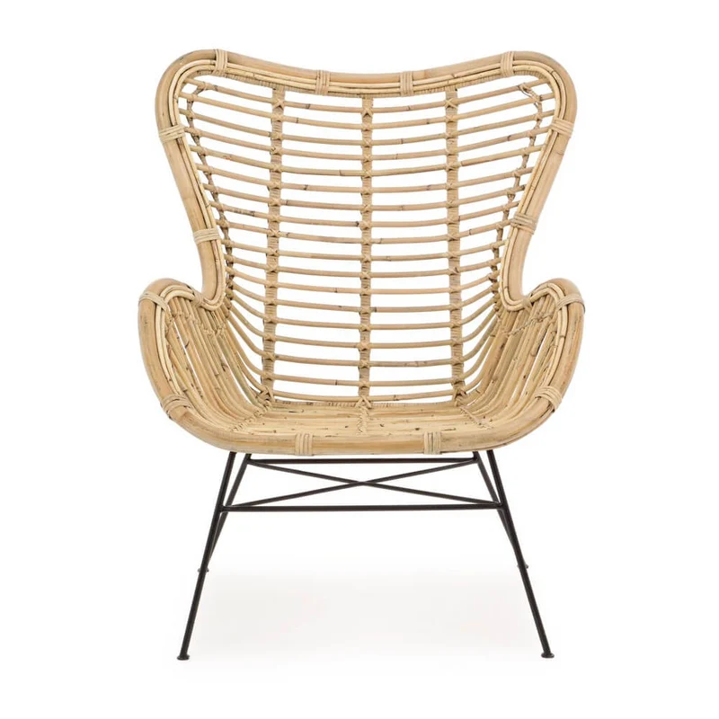 Set di 4 Poltrone in Rattan con Gambe in Acciaio Stile Boho - TATIANA