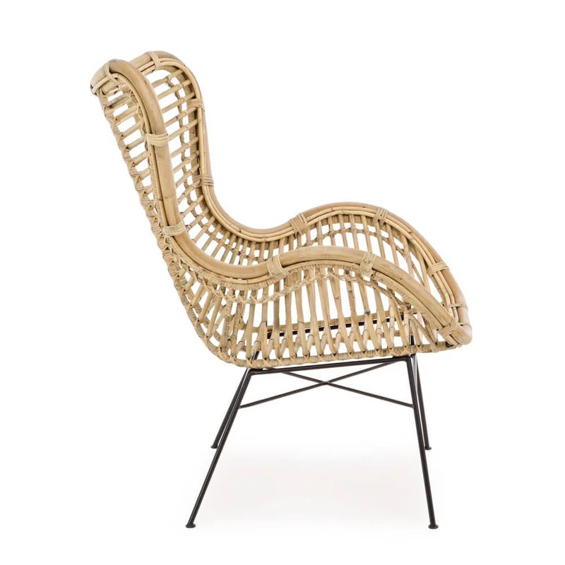 Set di 4 Poltrone in Rattan con Gambe in Acciaio Stile Boho - TATIANA