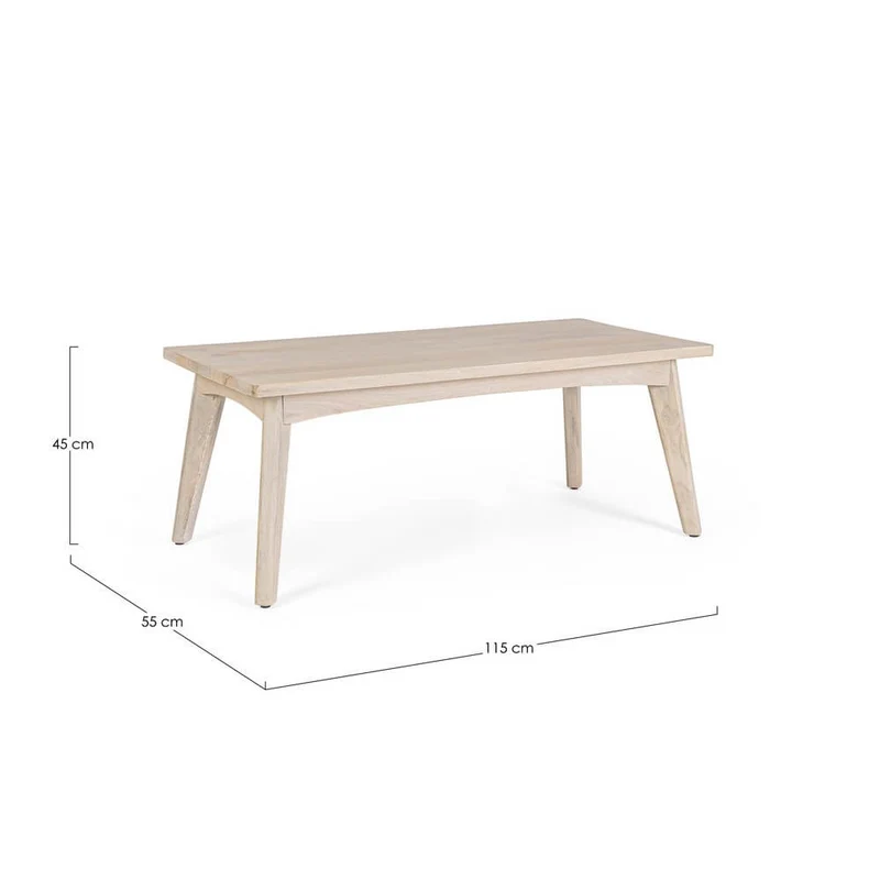 Tavolino da salotto in legno mango decapato bianco 115x55 - LENA