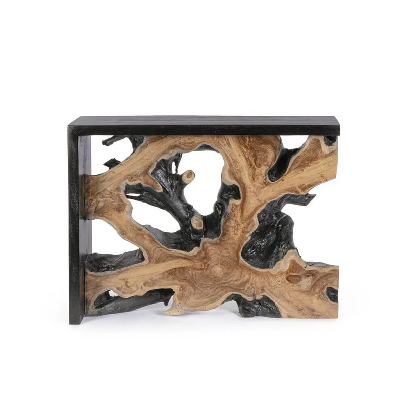 Consolle in Radici di Teak e Legno Suar Artigianale 100x35 - MIA