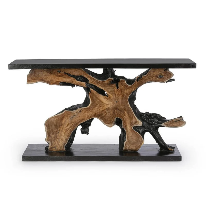 Consolle in Radica di Teak e Legno Suar Naturale 150x40 - MIA