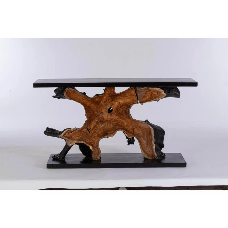Consolle in Radica di Teak e Legno Suar Naturale 150x40 - MIA