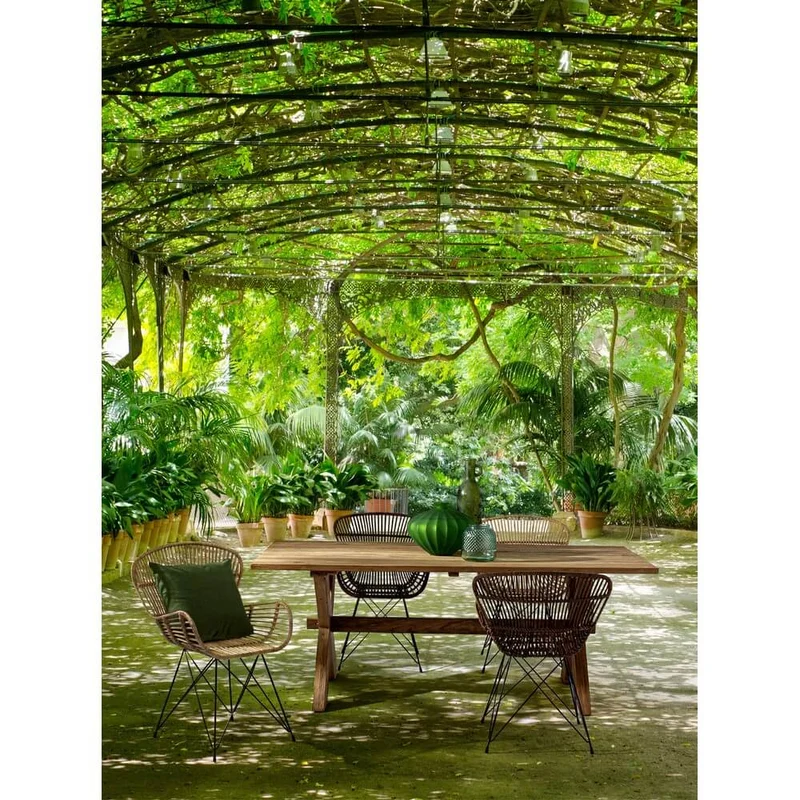 Set di 4 Poltrone in Rattan Intrecciato con Gambe in Acciaio - TATIANA