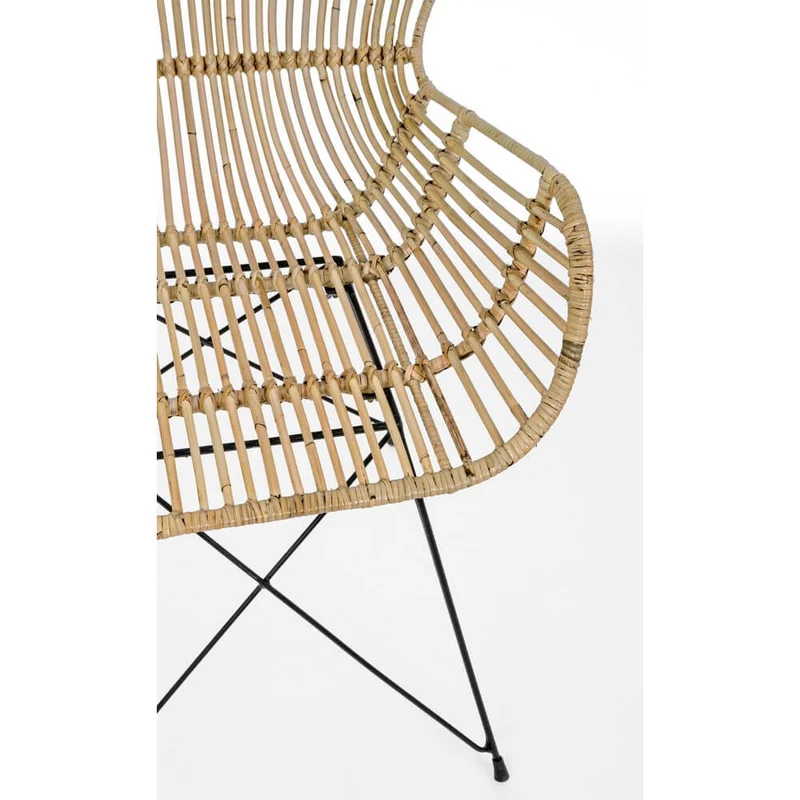 Set di 4 Poltrone in Rattan Intrecciato con Gambe in Acciaio - TATIANA