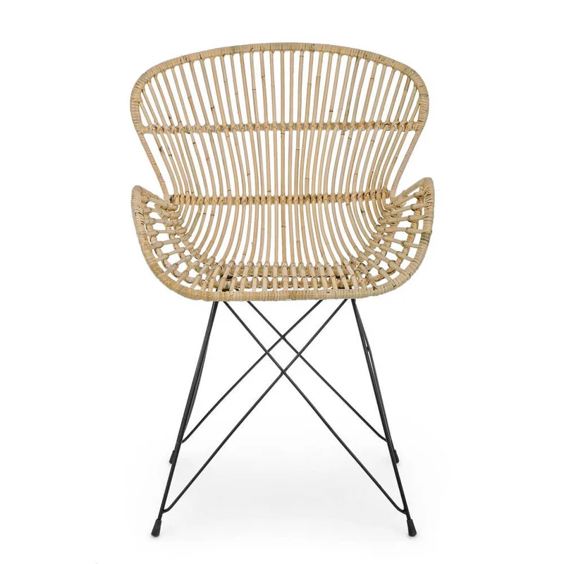 Set di 4 Poltrone in Rattan Intrecciato con Gambe in Acciaio - TATIANA