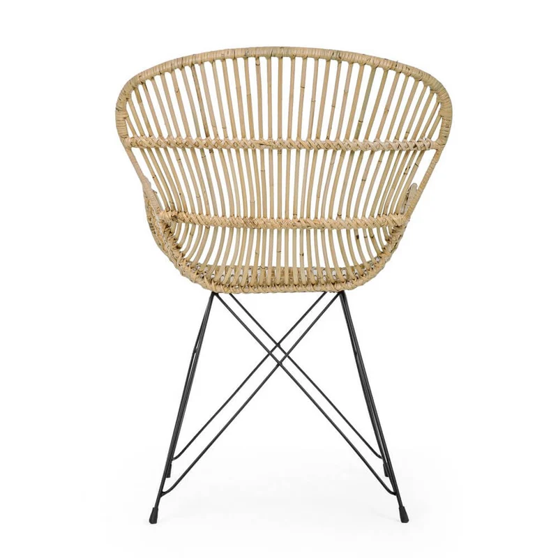 Set di 4 Poltrone in Rattan Intrecciato con Gambe in Acciaio - TATIANA
