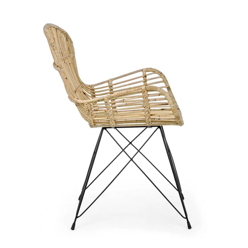 Set di 4 Poltrone in Rattan Intrecciato con Gambe in Acciaio - TATIANA