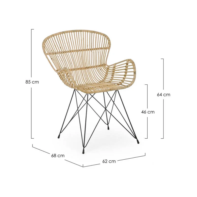 Set di 4 Poltrone in Rattan Intrecciato con Gambe in Acciaio - TATIANA
