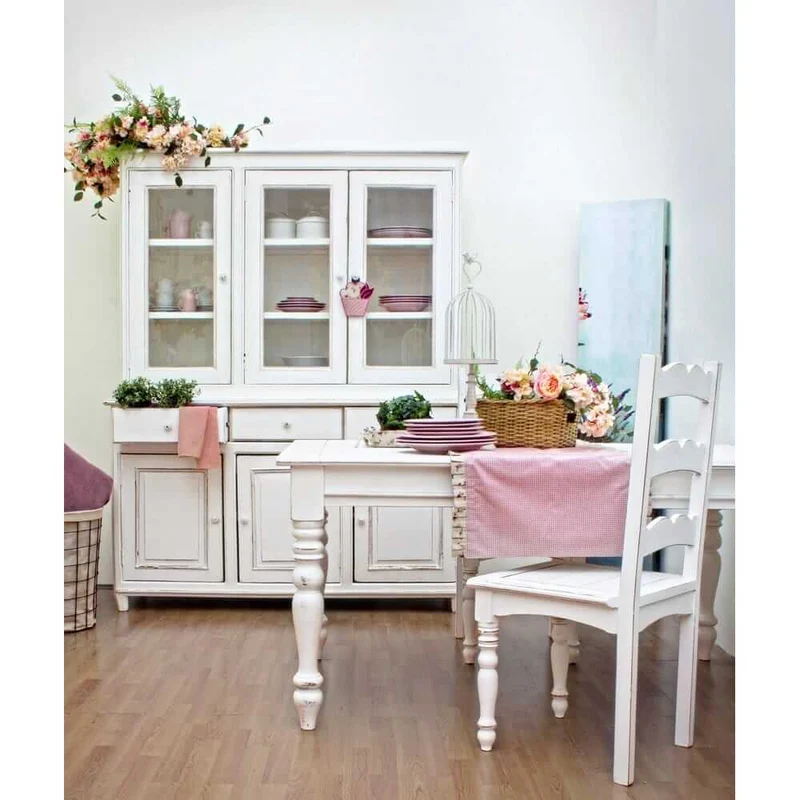 Tavolo Allungabile in Legno Mango Bianco Shabby 80-160x80 cm - MAEVE