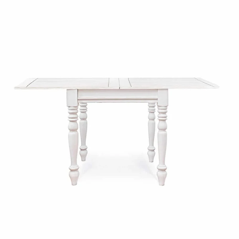 Tavolo Allungabile in Legno Mango Bianco Shabby 80-160x80 cm - MAEVE