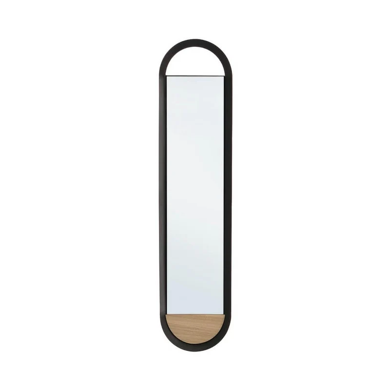 Specchio da Parete Ovale con Cornice in Acciaio e Inserto in Legno - LUCIA