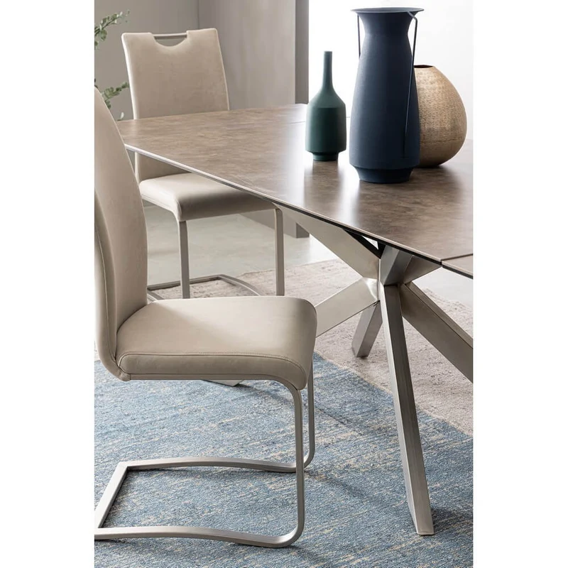 Tavolo Allungabile in Ceramica con Base in Acciaio Inox - KYRA