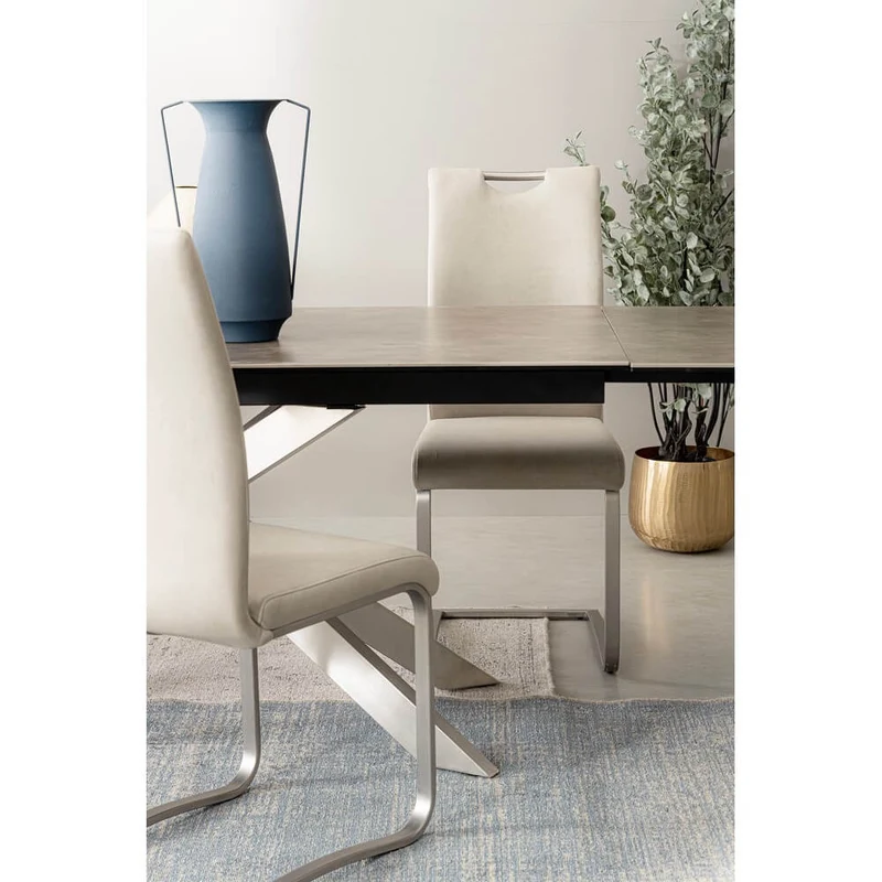 Tavolo Allungabile in Ceramica con Base in Acciaio Inox - KYRA