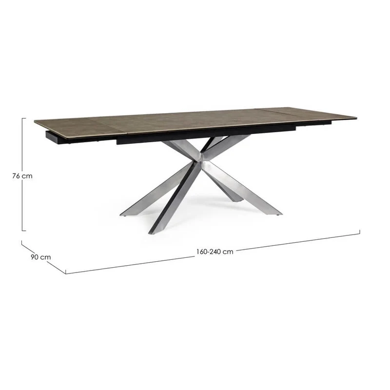 Tavolo Allungabile in Ceramica con Base in Acciaio Inox - KYRA