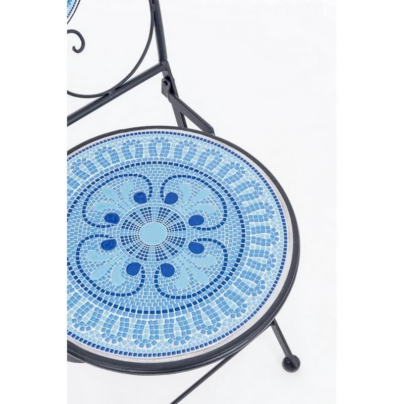 Set di 2 Sedie Pieghevoli da Esterno in Acciaio con Decoro in Ceramica - VELKROS