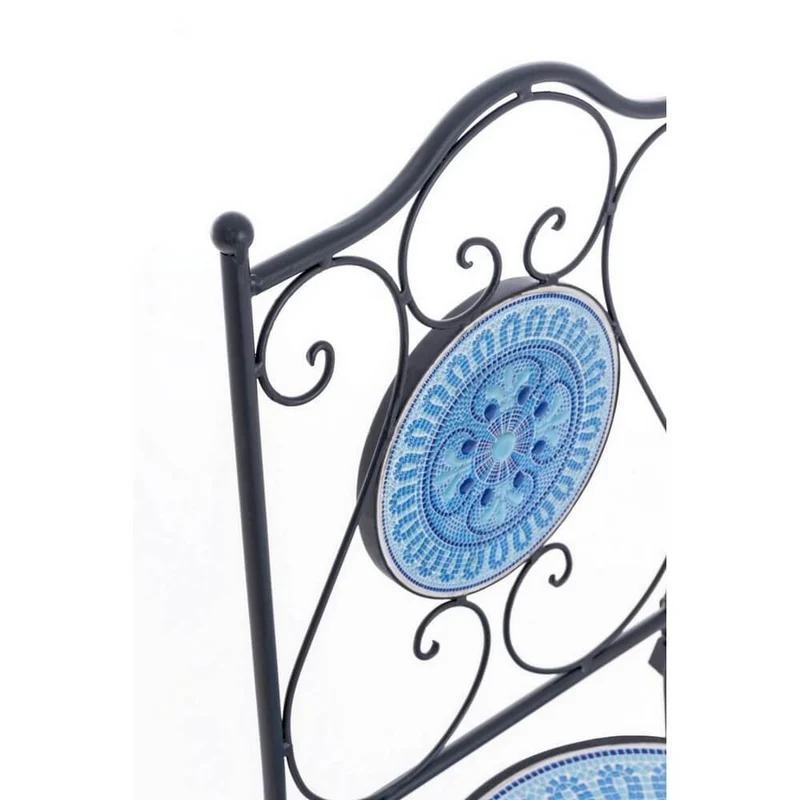 Set di 2 Sedie Pieghevoli da Esterno in Acciaio con Decoro in Ceramica - VELKROS