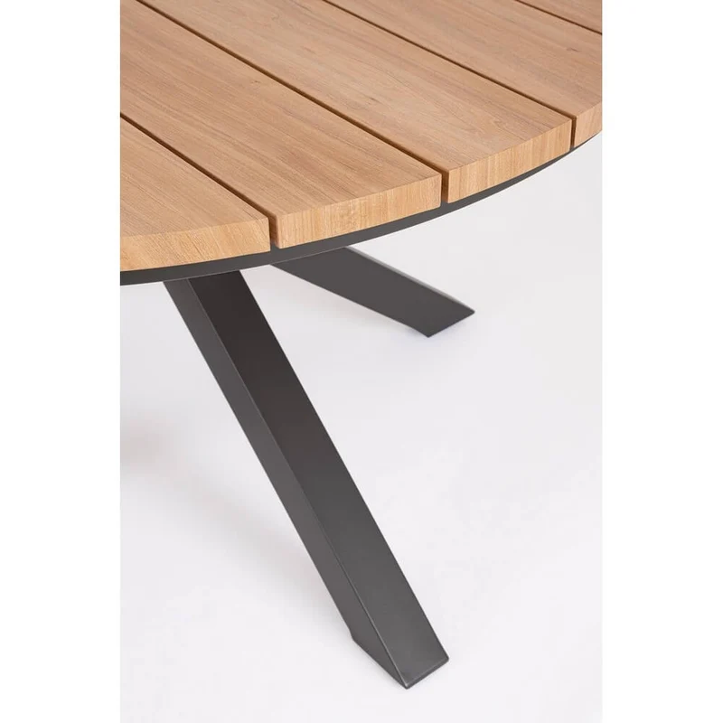 Tavolo da Giardino Rotondo in Alluminio Effetto Legno 130 cm - ORYLIA