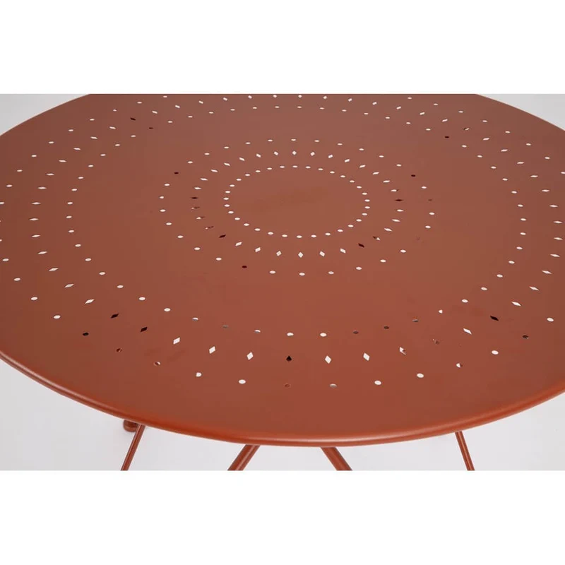 Tavolo da Giardino Rotondo in Acciaio con Decori a Volute - JENARIS