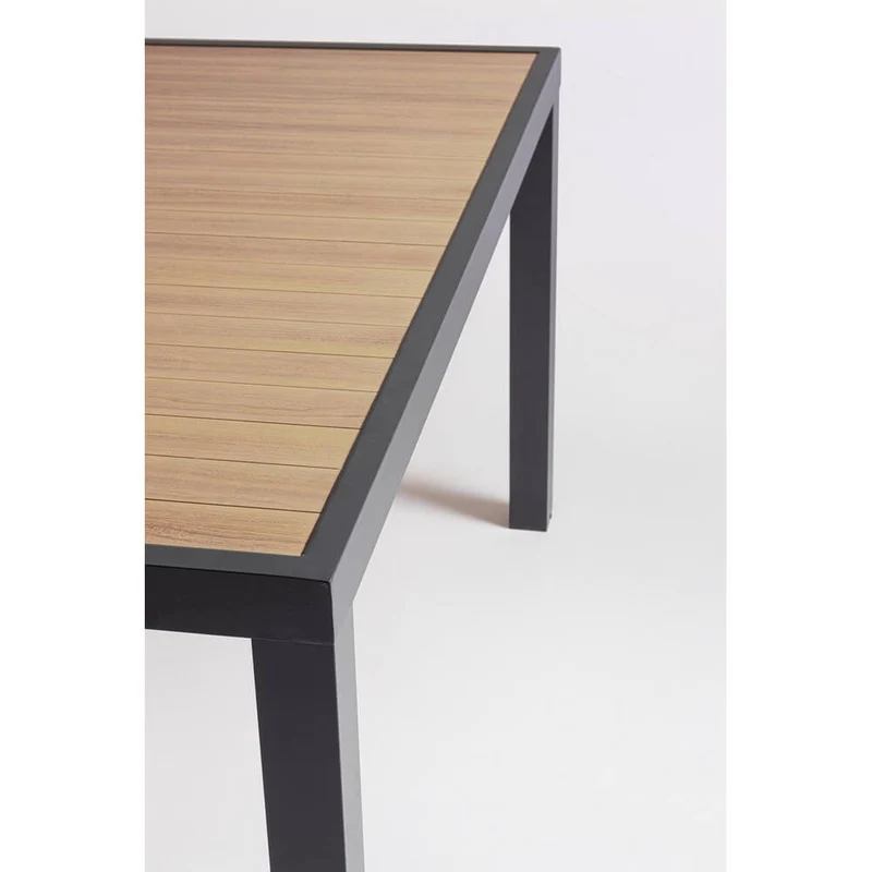 Tavolo da Giardino Quadrato in Alluminio Effetto Legno 136x136 - HALVORN