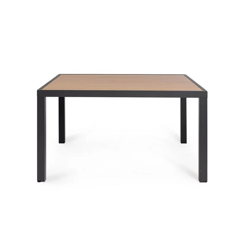 Tavolo da Giardino Quadrato in Alluminio Effetto Legno 136x136 - HALVORN