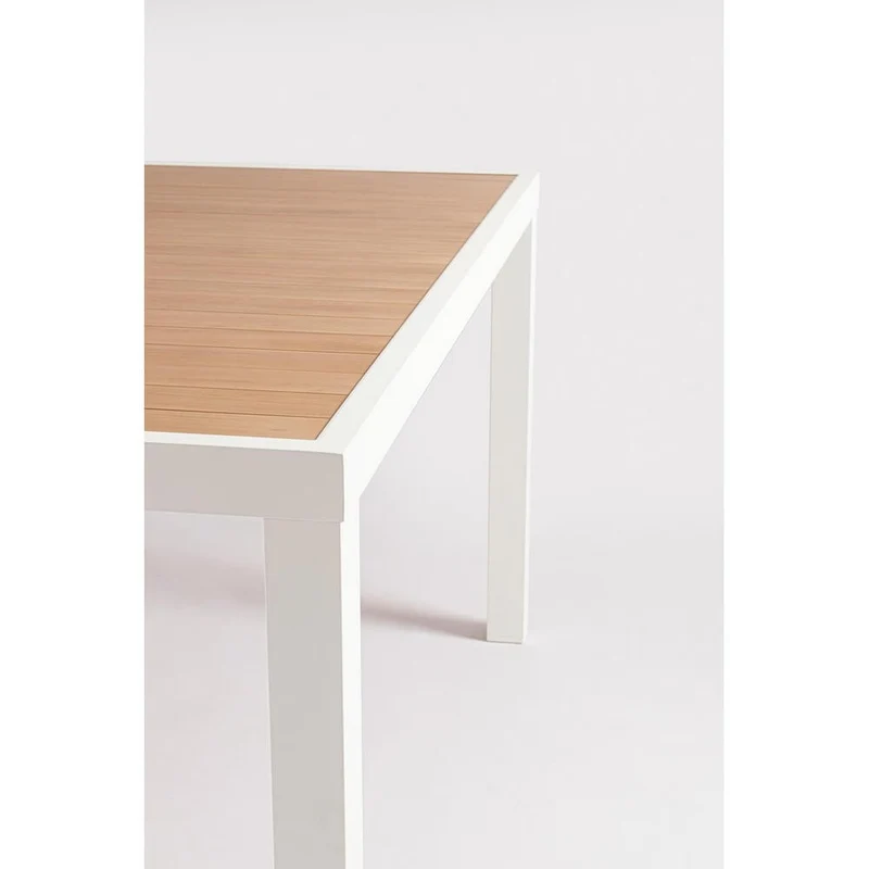 Tavolo da Giardino Quadrato in Alluminio Effetto Legno 136x136 - HALVORN