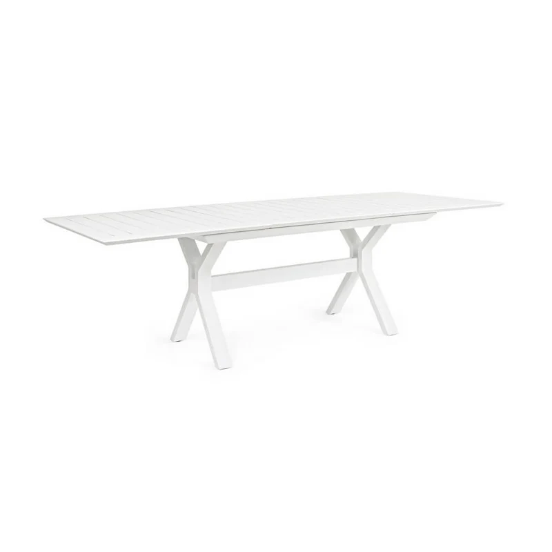 Tavolo da giardino allungabile in alluminio bianco 180-240x100 cm - CALYTHOR