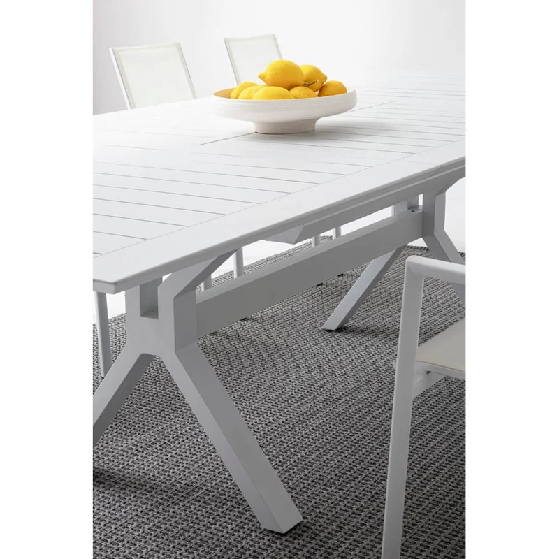 Tavolo da giardino allungabile in alluminio bianco 180-240x100 cm - CALYTHOR