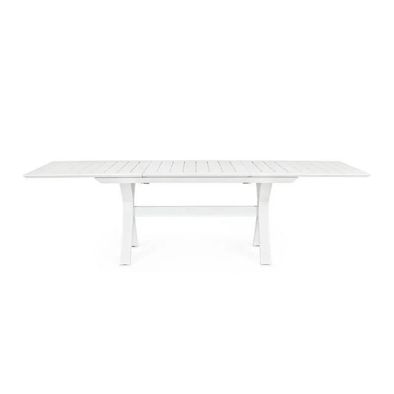Tavolo da giardino allungabile in alluminio bianco 180-240x100 cm - CALYTHOR