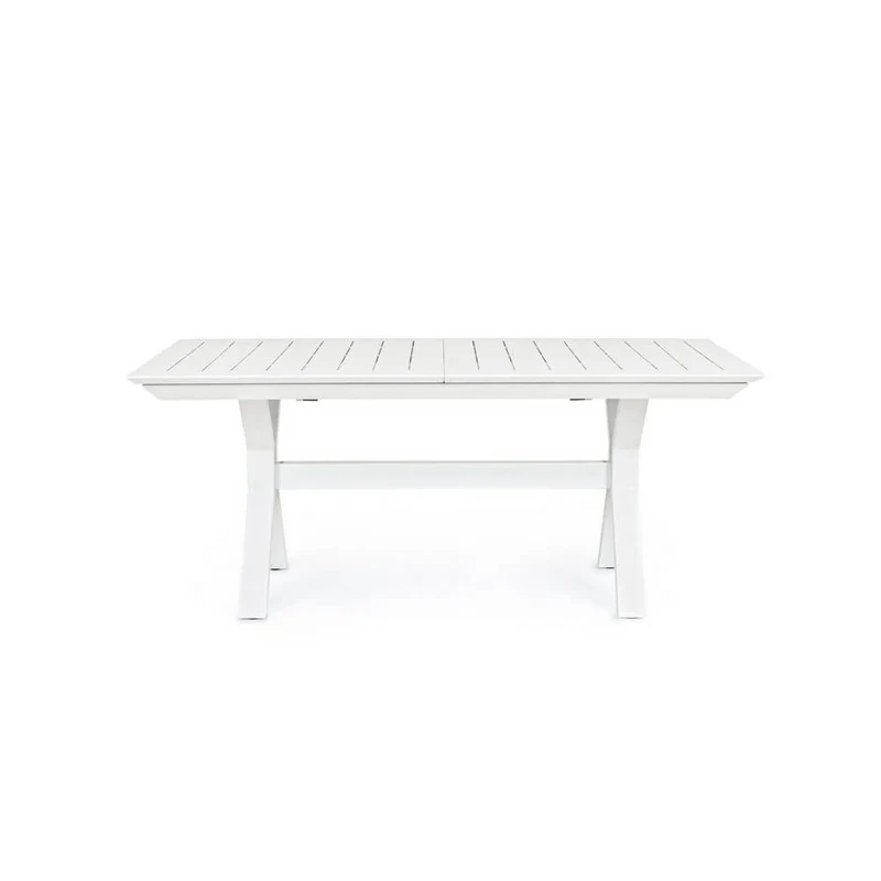 Tavolo da giardino allungabile in alluminio bianco 180-240x100 cm - CALYTHOR