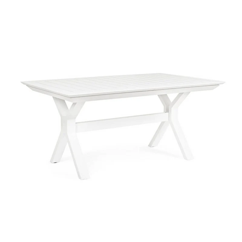Tavolo da giardino allungabile in alluminio bianco 180-240x100 cm - CALYTHOR