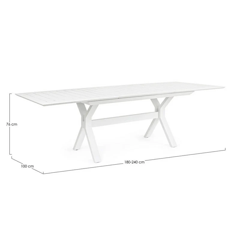 Tavolo da giardino allungabile in alluminio bianco 180-240x100 cm - CALYTHOR