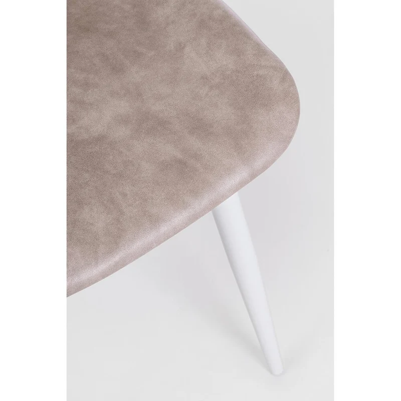 Set di 2 Sedie da Pranzo in Similpelle con Gambe in Acciaio Beige - NATALIA