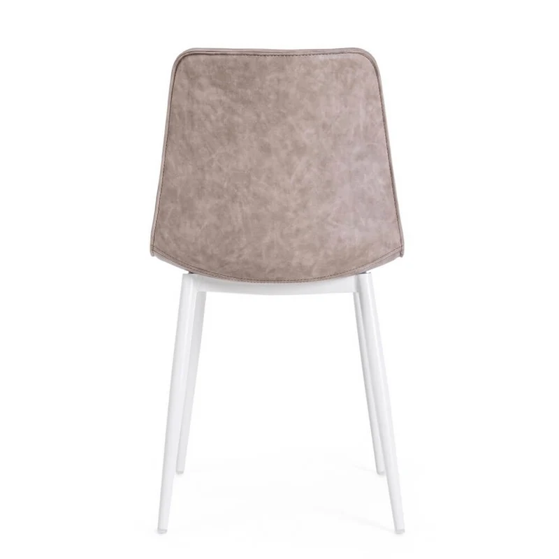 Set di 2 Sedie da Pranzo in Similpelle con Gambe in Acciaio Beige - NATALIA