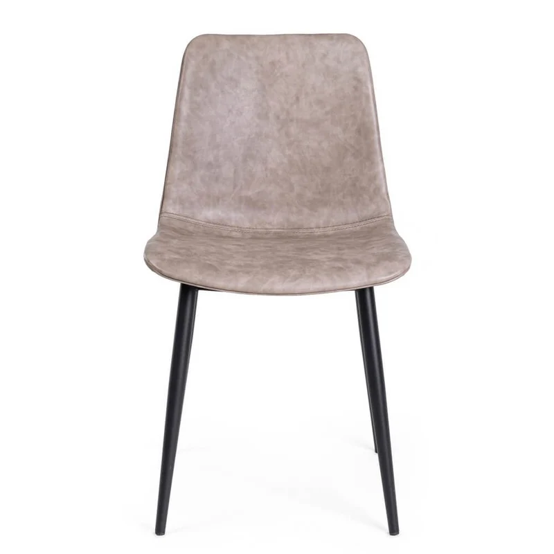 Set di 2 Sedie da Pranzo in Similpelle con Gambe in Acciaio Beige - NATALIA