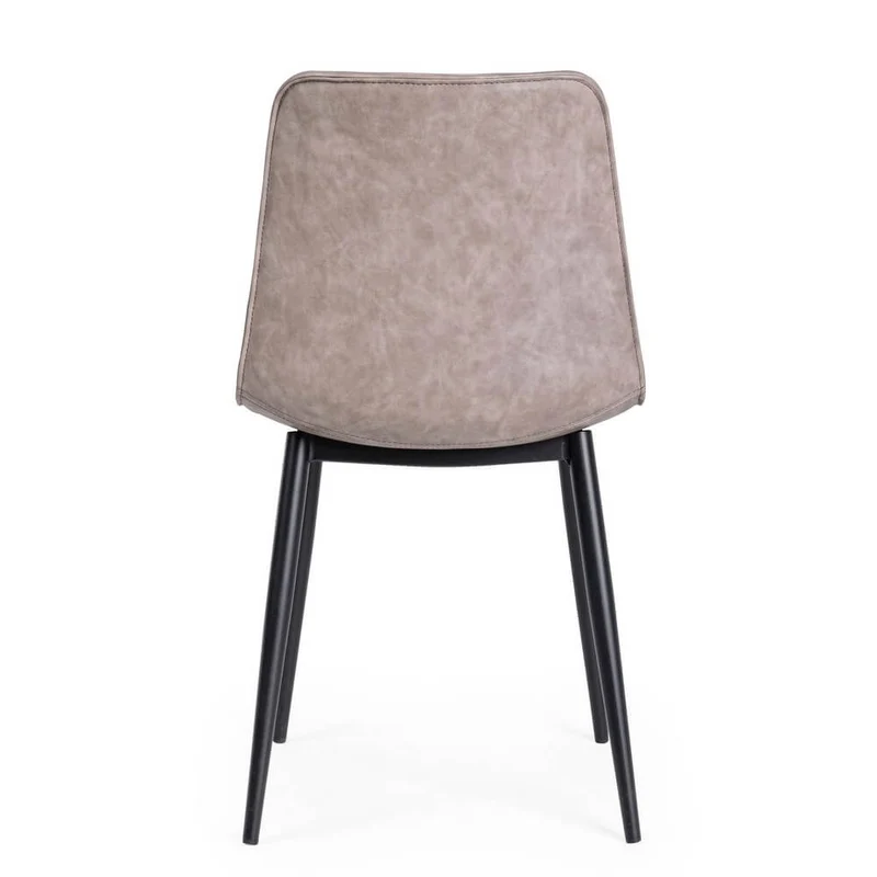 Set di 2 Sedie da Pranzo in Similpelle con Gambe in Acciaio Beige - NATALIA