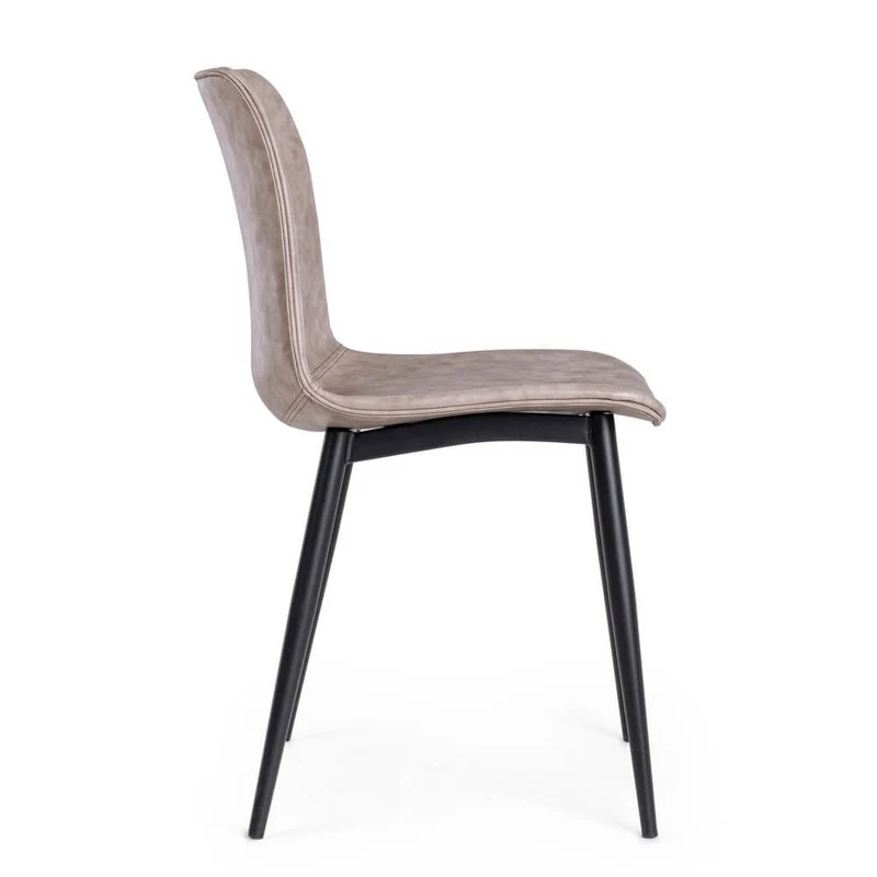Set di 2 Sedie da Pranzo in Similpelle con Gambe in Acciaio Beige - NATALIA