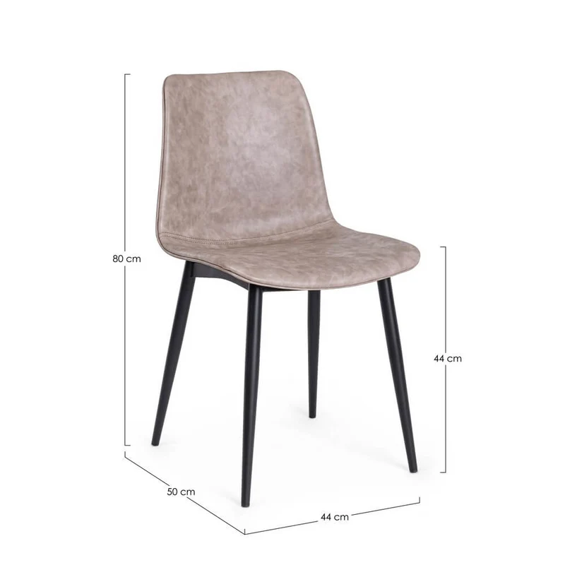 Set di 2 Sedie da Pranzo in Similpelle con Gambe in Acciaio Beige - NATALIA