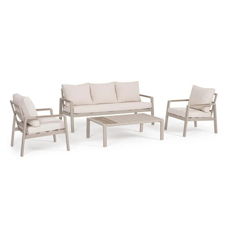 Set da 4 pezzi salotto da esterno in alluminio con cuscini - NOLIRA