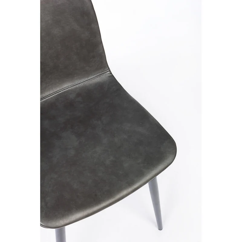 Set di 2 Sedie da Pranzo in Similpelle con Gambe in Acciaio Antracite e Cuoio - NATALIA